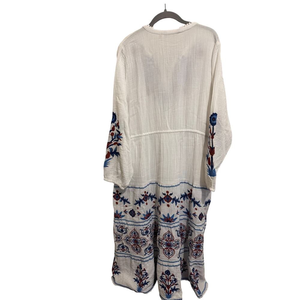 Soft Surroundings Sarnia Gauze Midi Dress Size L Floral Embroidered Boho Resort - Picture 3 of 13